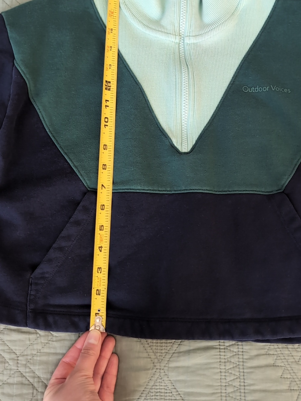 Outdoor Voices Cotton Terry 1/2 Zip Women Cropped Sweatshirt Blue Color block - Picture 8 of 9